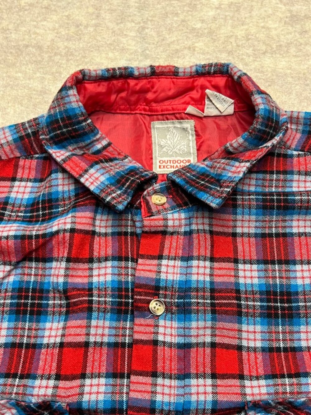 Vintage Outdoor Exchange Red Plaid Flannel Shacket Shirt Button Down Men XL Tall - Picture 4 of 9